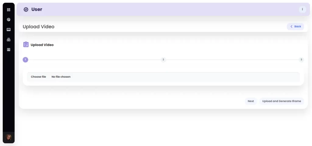 Video Upload Screen