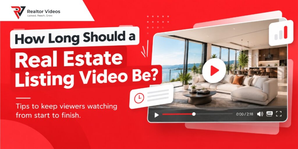 Real estate agent reviewing the ideal length of a property listing video on a laptop