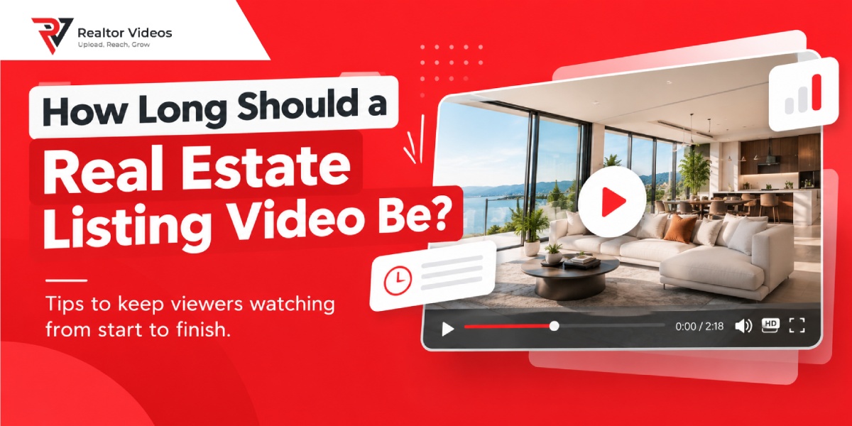 Real estate agent reviewing the ideal length of a property listing video on a laptop