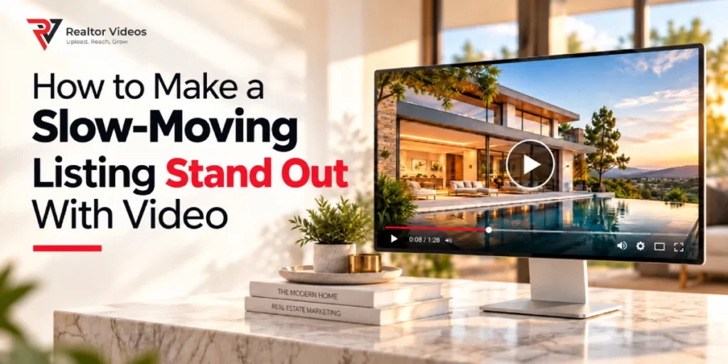 Real estate agent using property video to refresh the marketing of a slow-moving home listing